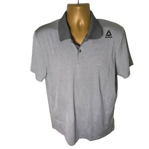 Reebok Speedwick Golf Polo Short Sleeve Striped Gray Combo L